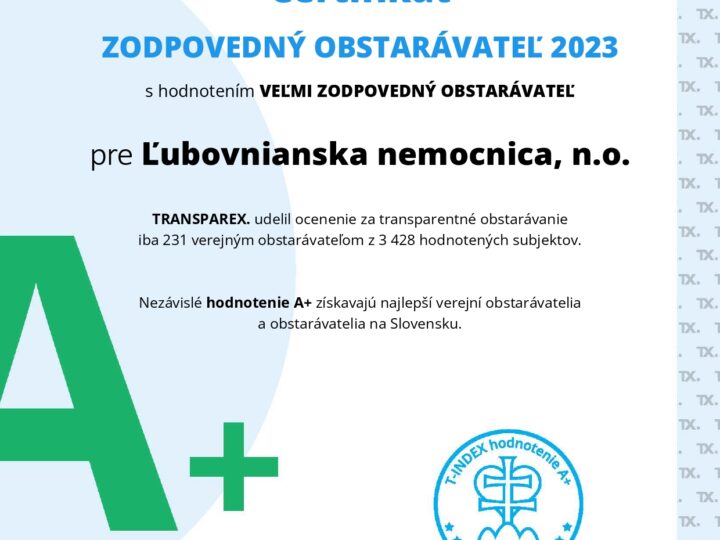 Získali sme ocenenie Zodpovedný verejný obstarávateľ za rok 2023